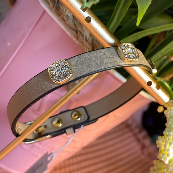 NWT VEGAN TAUPE LEATHER MERLIN BRACELET WITH BLING - Picture 4 of 13